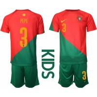 Portugal Pepe #3 Fotballklær Hjemmedraktsett Barn VM 2022 Kortermet (+ korte bukser)